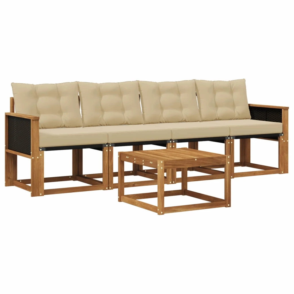 Set di divani da esterno con cuscino 5 pcs Naturale e Beige 3381753