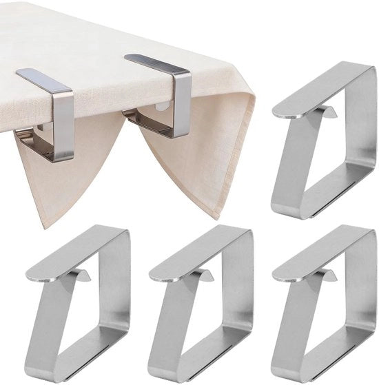 Clip per Tavolo in Acciaio Inossidabile - 4 Pezzi - 6,5 x 5 x 1,5 cm