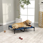 Scaffale letto rialzato per cani e gatti con rete traspirante in ferro blu per interno esterno 76 × 18,5 cm