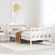 Letto senza Materasso-Struttura Letto Bianco 90x190 cm in Legno Massello Pino 939094