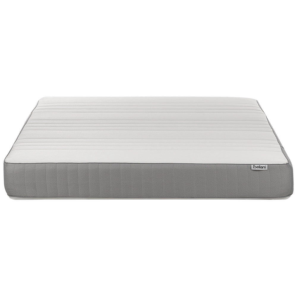 Materasso EU Medio 160 x 200 cm Bianco Grigio Schiuma Imbottitura Poliestere Sfoderabile