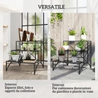 Scaffale Porta Piante a 3 Livelli a Scaletta per Interno ed Esterno in Metallo, 60x60x60 cm, Nero