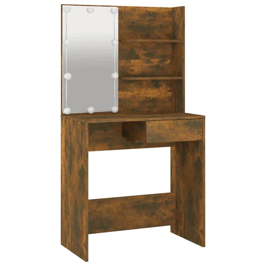 Toeletta tavolo da trucco di design mobile da camera da letto con illuminazione a LED 74,5 x 40 x 141 cm rovere 02_0006284