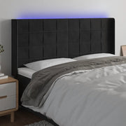 Testiera a LED-Testata con LED Nera 203x16x118/128 cm in Velluto 676358