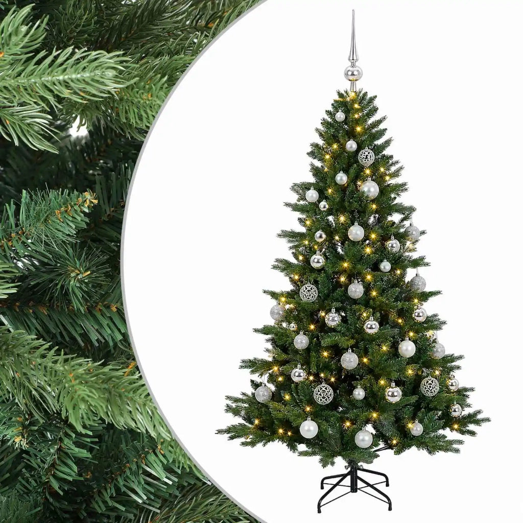 Albero di Natale artificiale con palline 120 cm 150 LED 3465959
