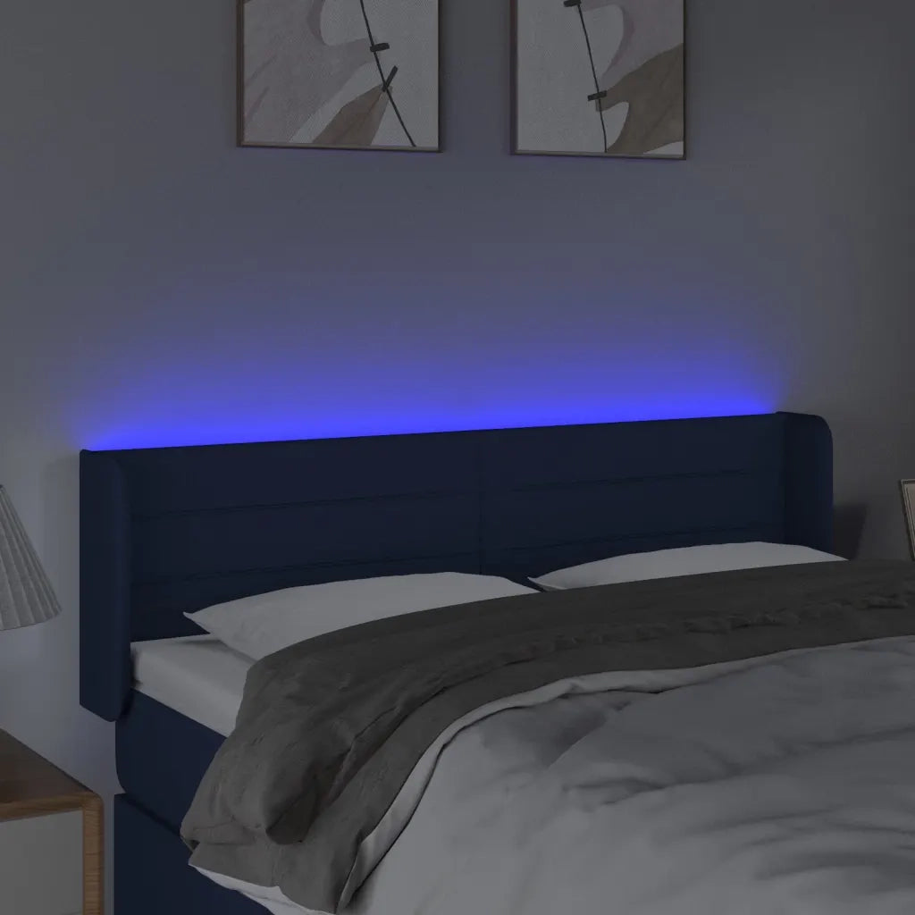 Testiera a LED Blu 147x16x78/88 cm in Tessuto 3123380