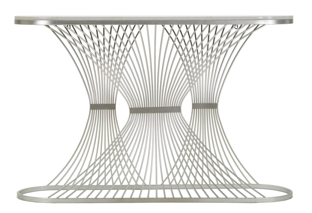 Console Stripe 120x35x79 cm in Ferro e Marmo Argento