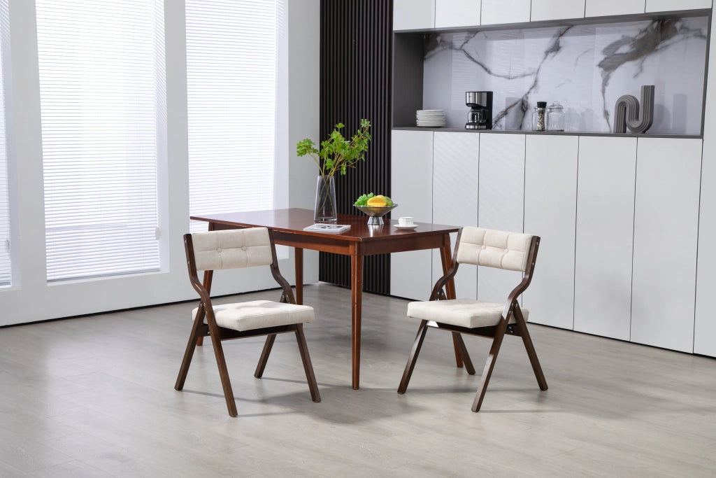 SEDIA Pieghevole Imbottita Set da 2 pezzi Legno Crema