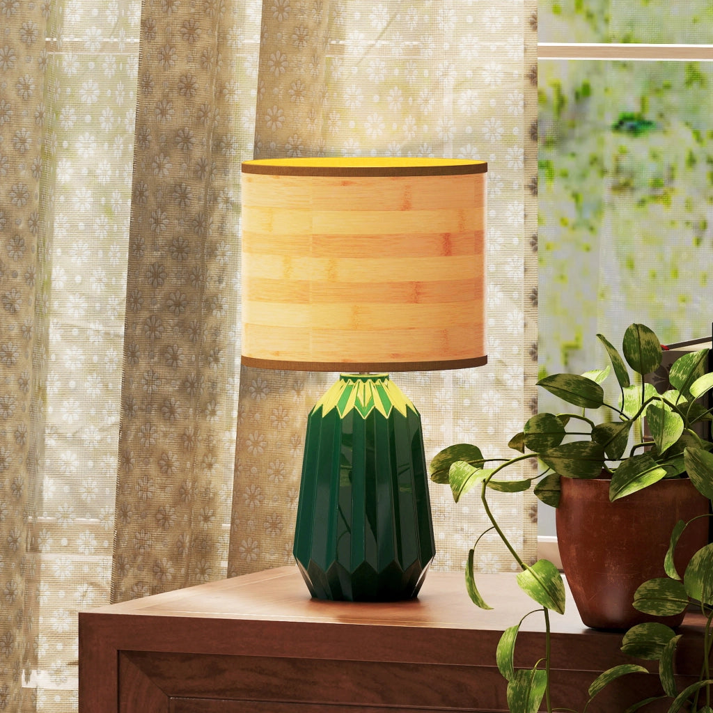 Lampada da Tavolo Retro ¨C zephmum ¨C Verde e Legno Naturale
