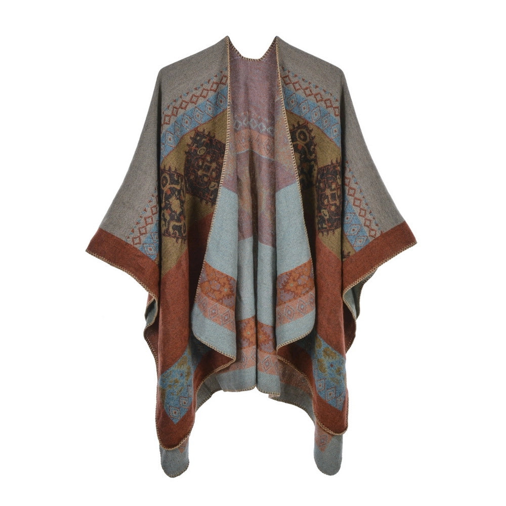 Mantella/scialle da donna autunno e inverno, stile retr¨°, spaccata, calda, in cashmere, mantella