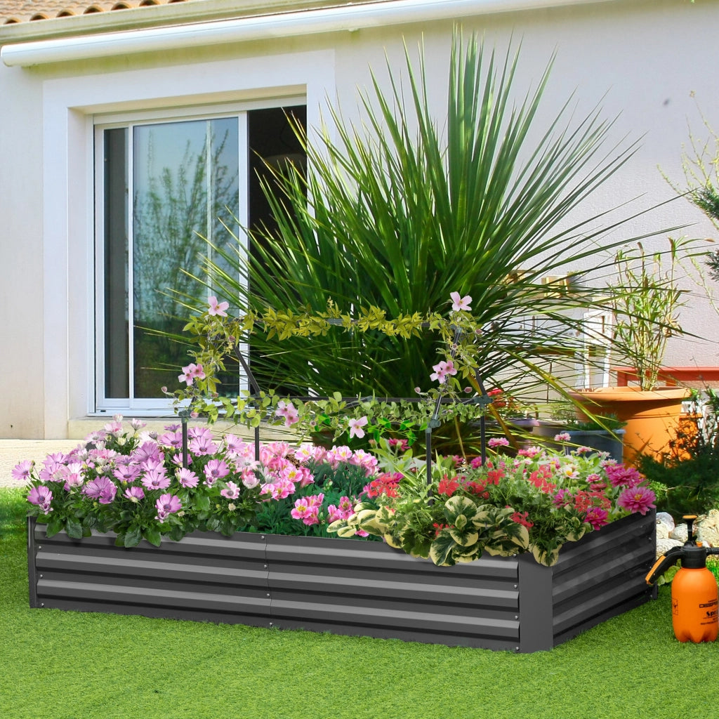 Fioriera rialzata rettangolare con supporti per pomodori e piante rampicanti ¨C Xylo ¨C 180x90x29,5 cm