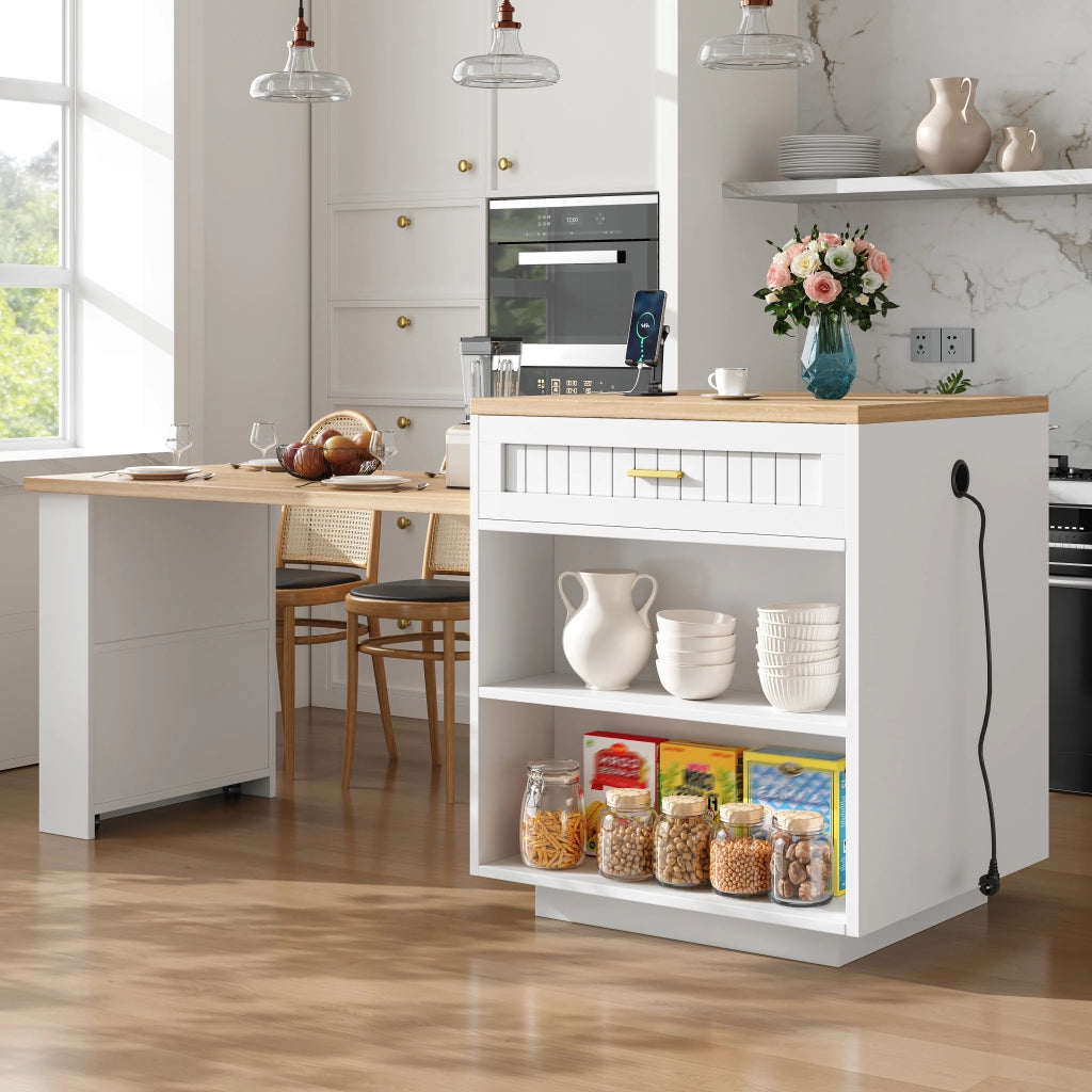 ISOLA DA CUCINA ESTENSIBILE 121,5-192 cm BIANCA MDF E METALLO