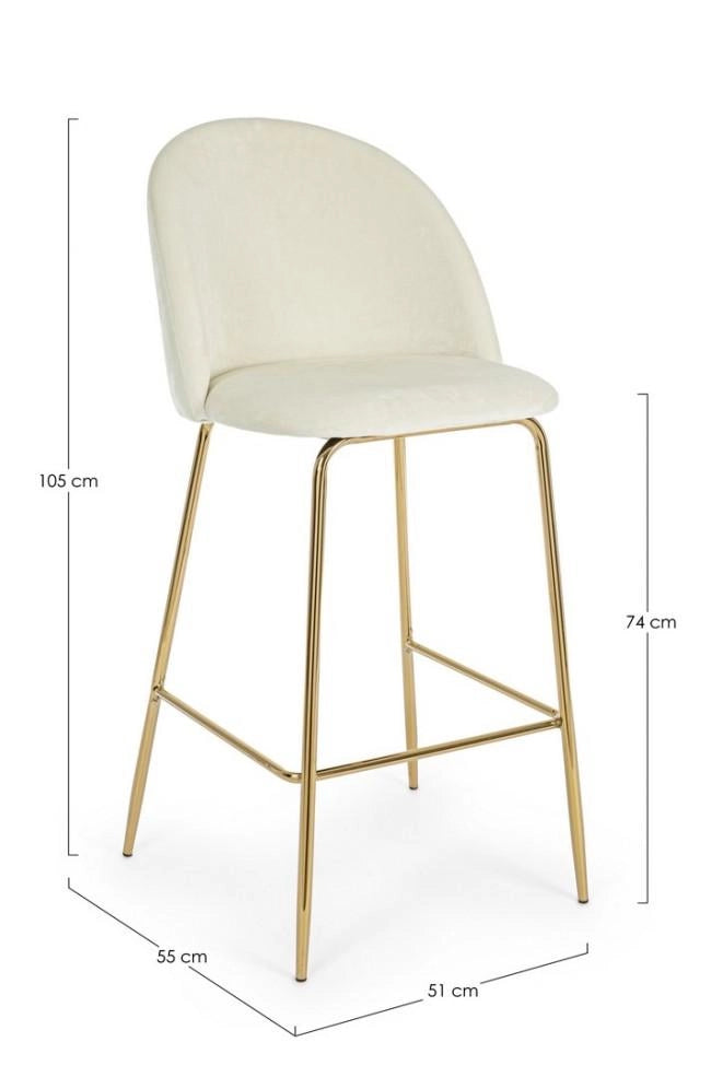 Set 2 Sgabelli 51x55x105 cm in Poliestere Effetto Velluto Bianco