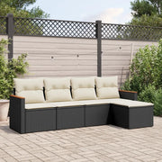 Set Divani da Giardino 5 pz con Cuscini in Polyrattan Nero 3258318