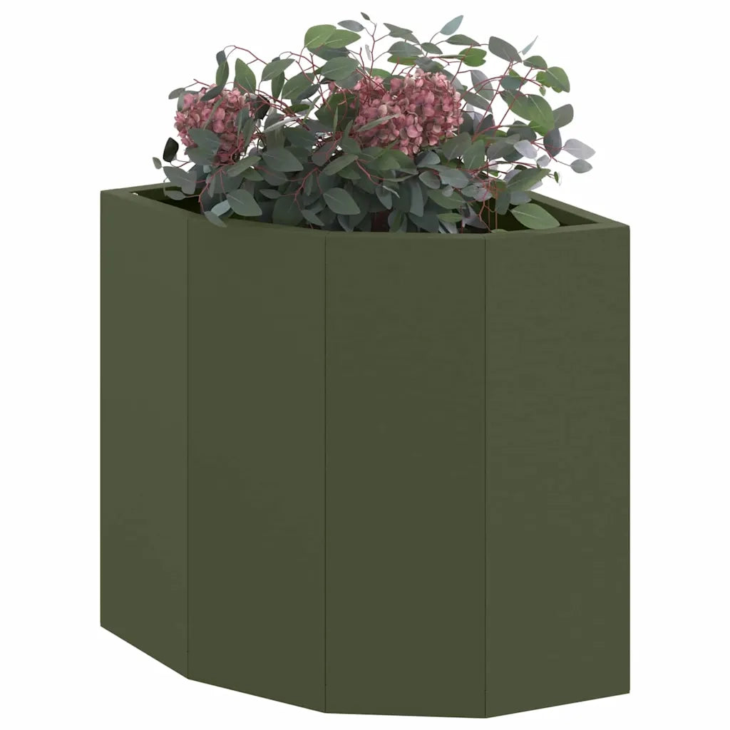 Vaso d'angolo-Fioriera-Contenitore per Piante Oliver verde 30 x 30 x 35 cm Acciaio