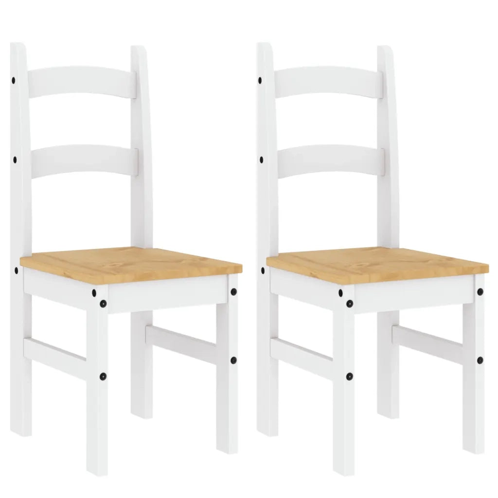 Sedie da Pranzo 2 pz Bianche 40x46x99 cm Legno Massello di Pino