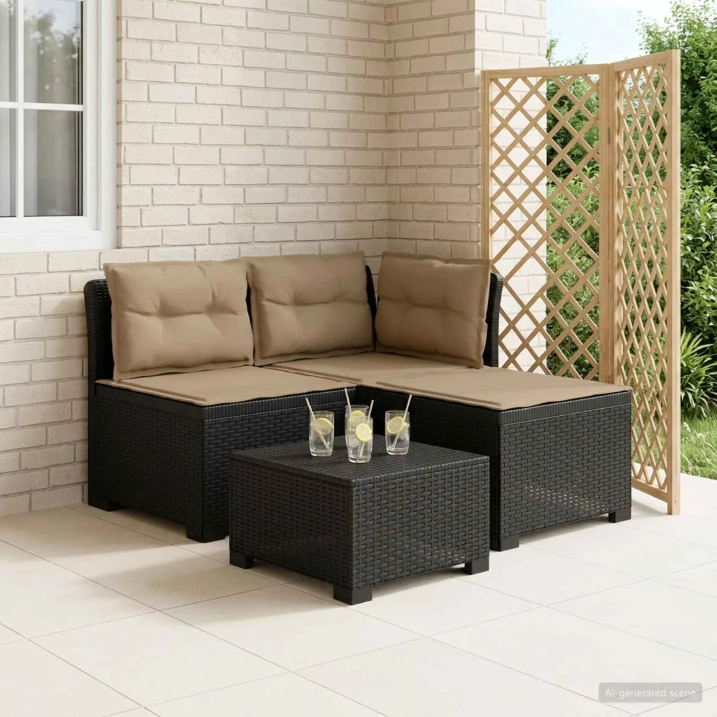 Divano da giardino 3 posti con cuscini in look rattan PP 8011906