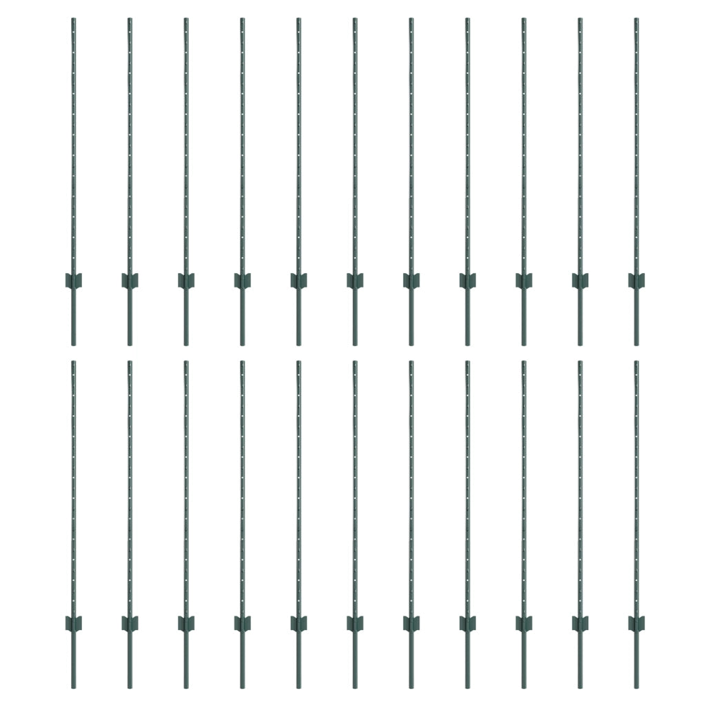 pali per recinzione 22 pcs U-Channel Verde 160 cm Acciaio