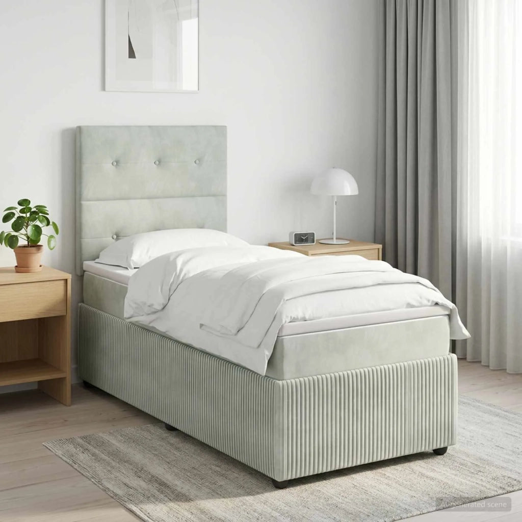 Letto box spring con materasso Grigio Chiaro Singolo Velluto 3454711