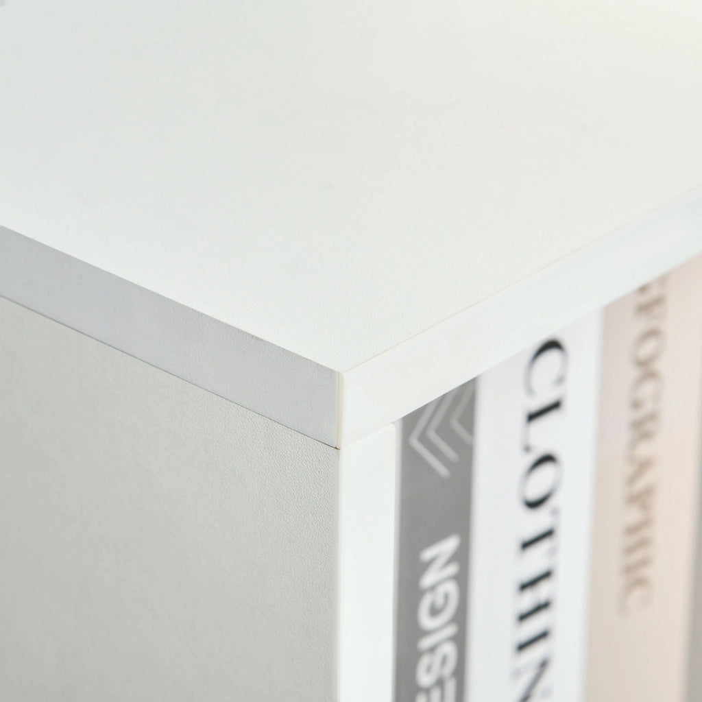 Libreria con cassetto e gambe in legno 6 scomparti aperti ¨C zephmum ¨C 50x29.5x120 cm bianco