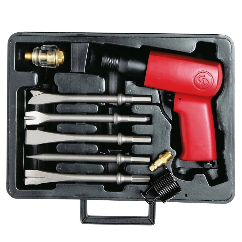 Trade Shop - Scalpellatore Ad Aria Martelletto Pneumatico Completo Di 5 Scalpelli Demolitore -