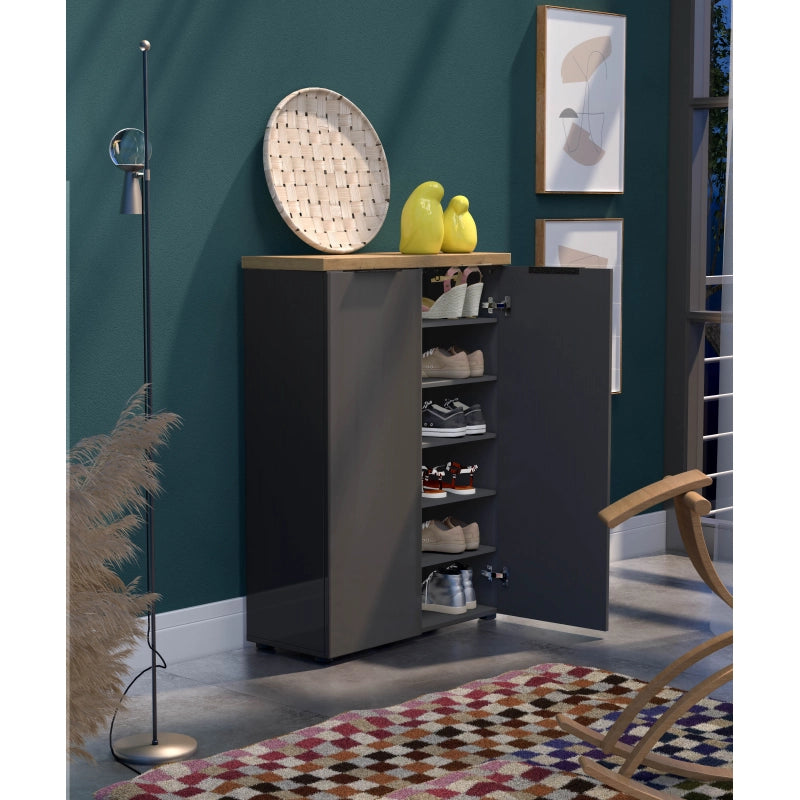 Scarpiera 2 ante IDEA antracite-rovere made in Italy