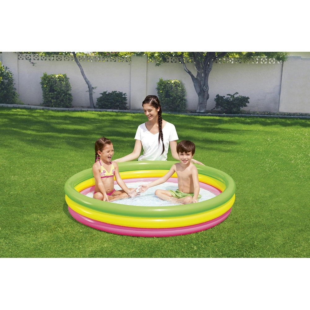 Trade Shop - Piscina Gonfiabile Arcobaleno A 3 Anelli Colorati 152 X 30 Cm Fuori Terra 51103 -