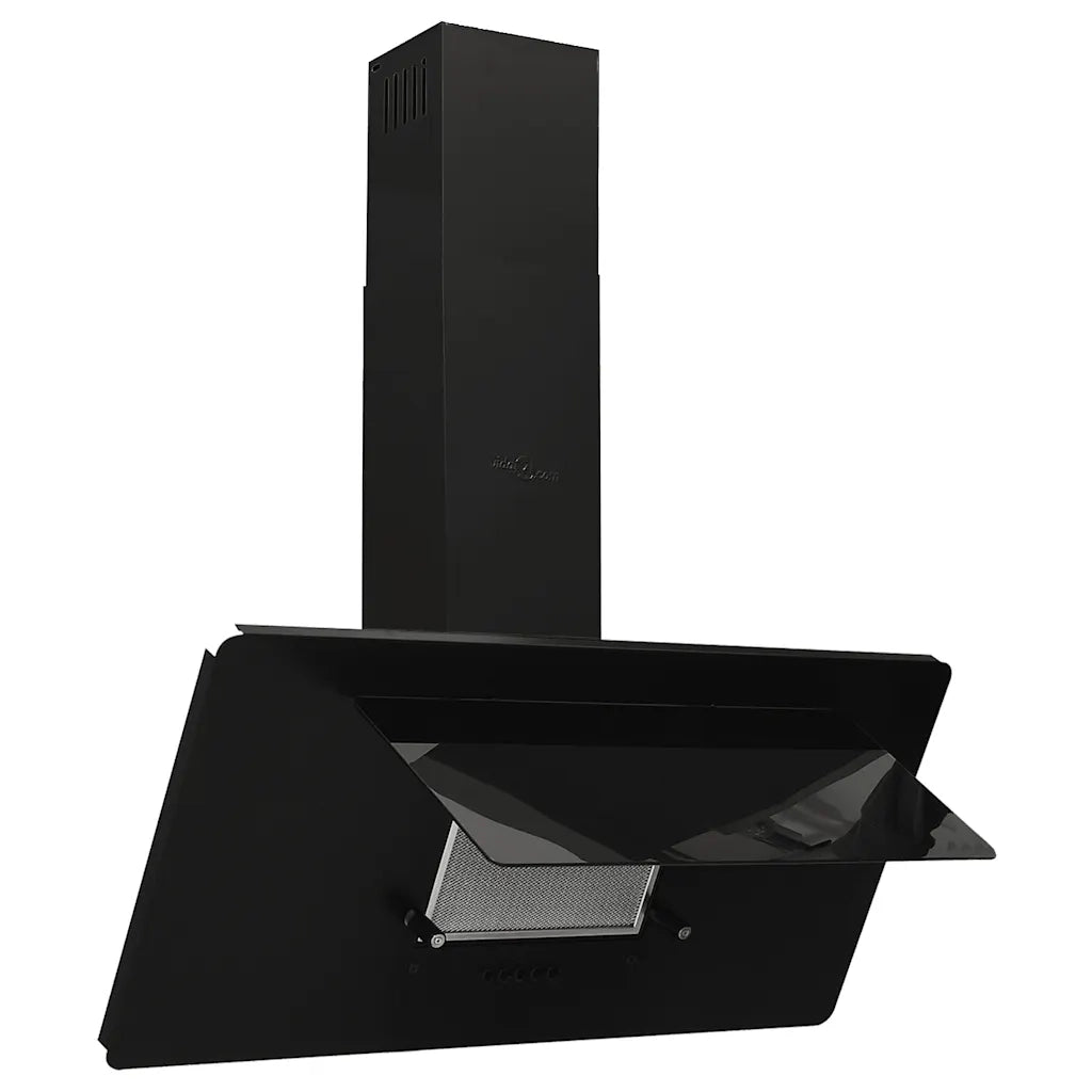 Cappa a Parete 90 cm in Acciaio Inox e Vetro Temperato Nero
