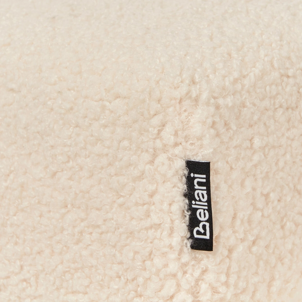 Panca Boucle bianco sporco e marrone chiaro con gambe in legno imbottite Panca per corridoio e panca da letto