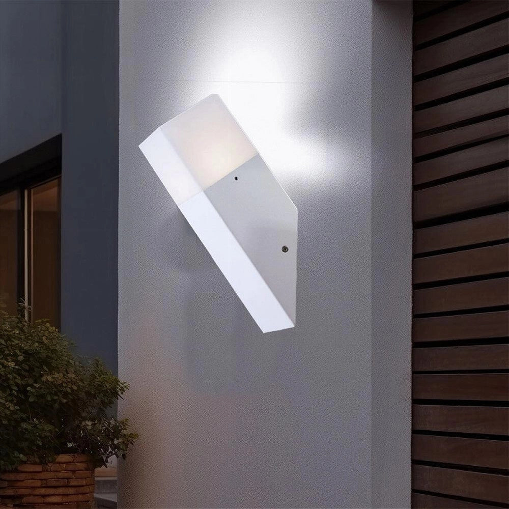 Trade Shop - Applique A Muro Obliquo Esterno Attacco E27 In Alluminio Lampada Parete Ip44 B250 - Bianco