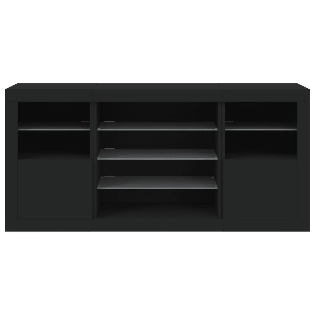 Credenza con Luci LED Nera 142,5x37x67 cm 3209087