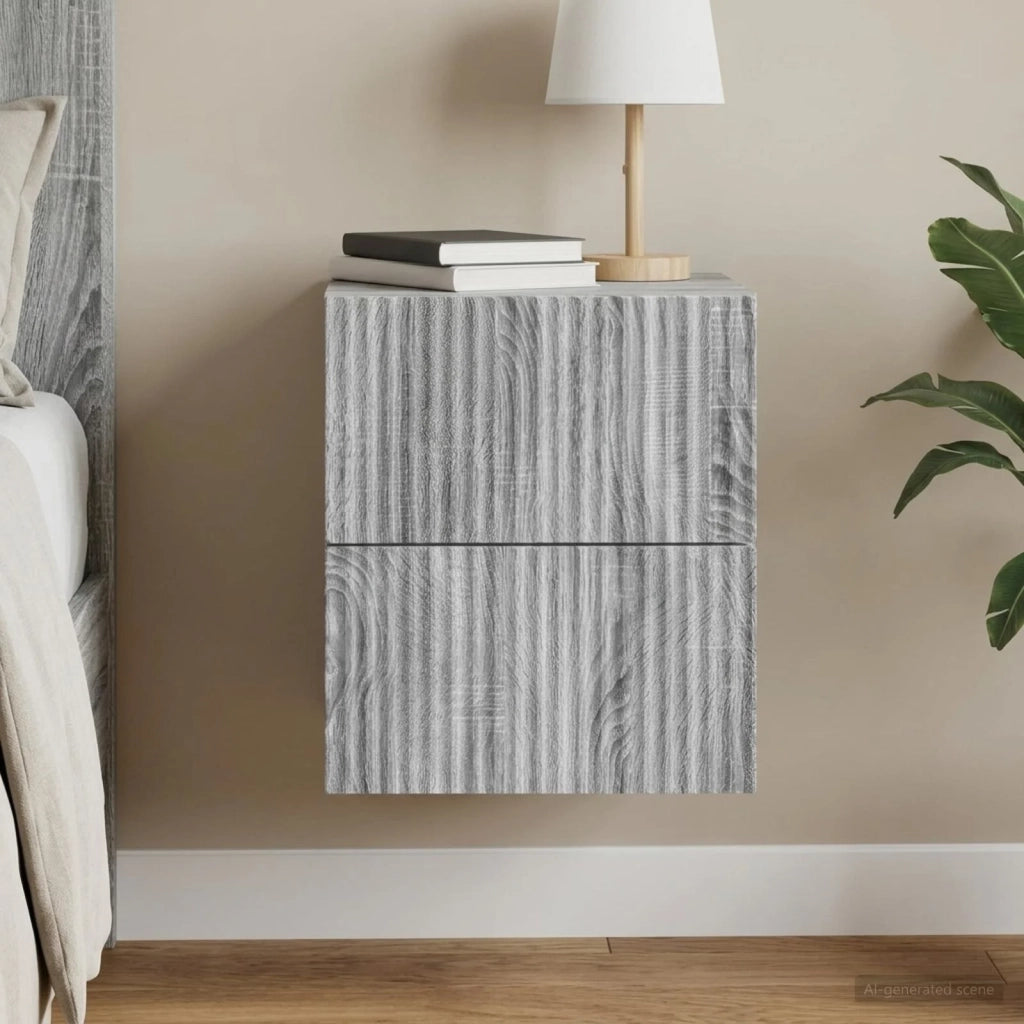 Mobiletto da notte a muro Grigio Sonoma 33 x 34,5 x 40 cm 898477