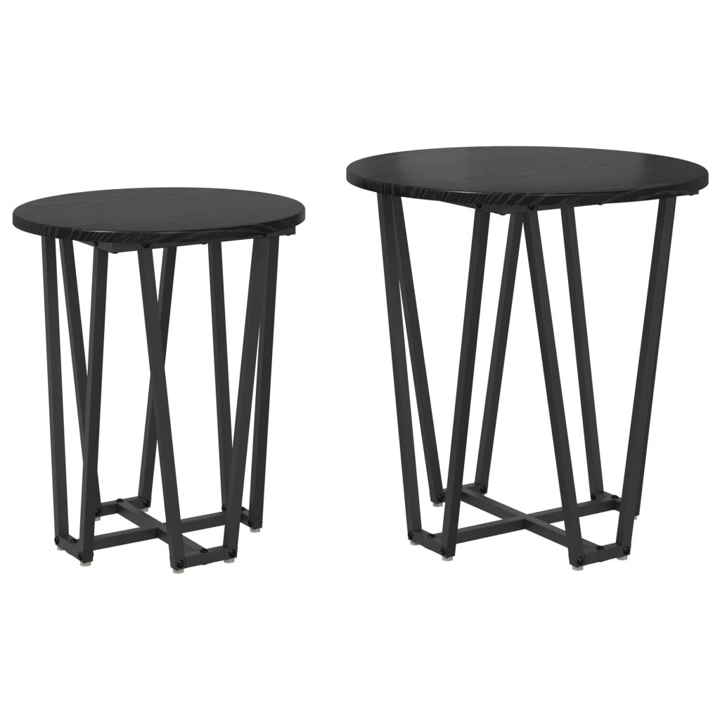 Set di Tavolini di 2 - Rovere nero MDF e metallo