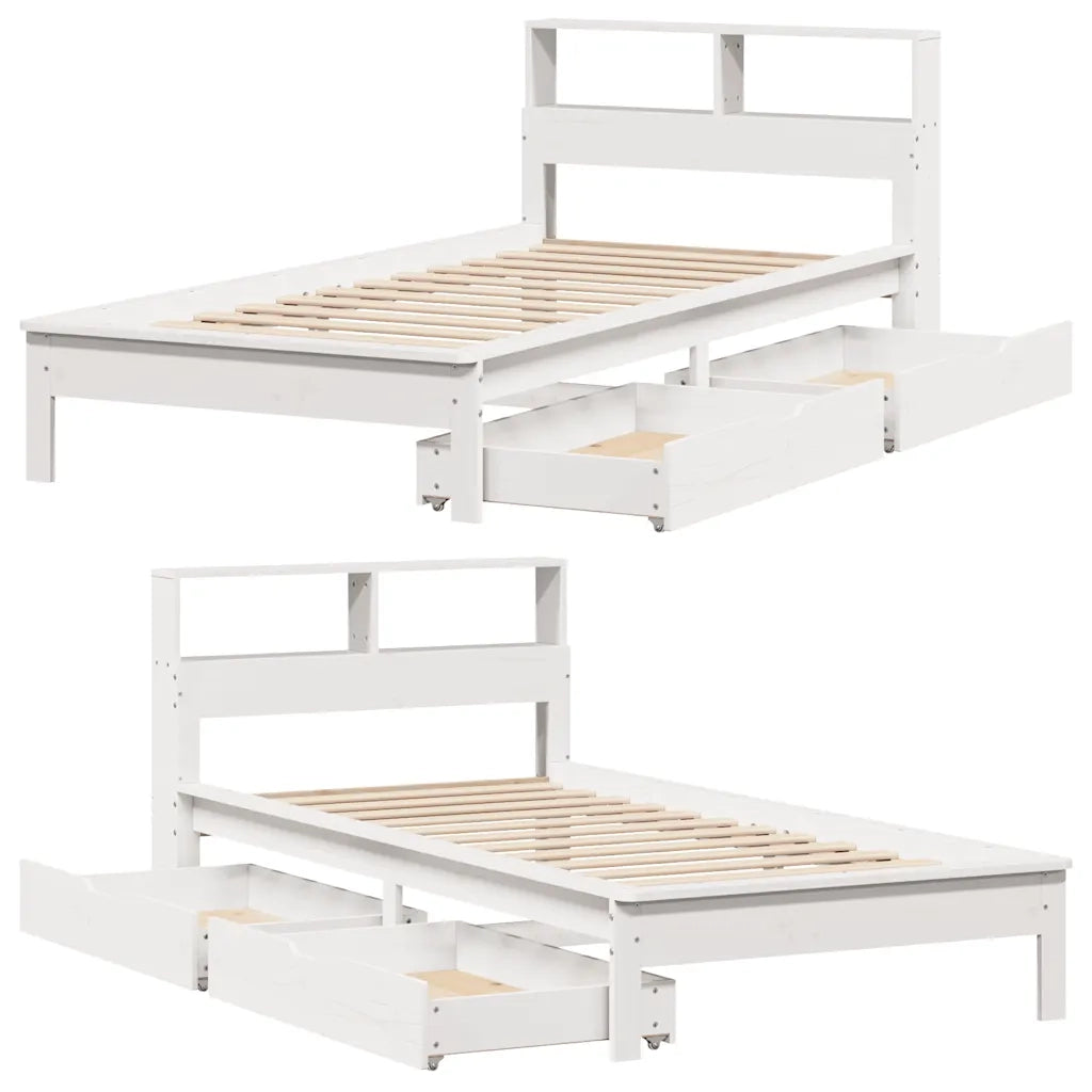 Letto Libreria senza Materasso Bianco 100x200 cm Legno di Pino 3309816