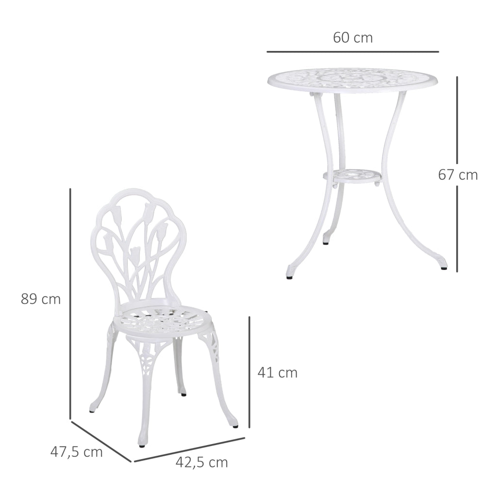 Set Giardino 2 Posti ¨C zephmum ¨C Divano 2 Sedie Tavolino Rotondo in Alluminio Bianco