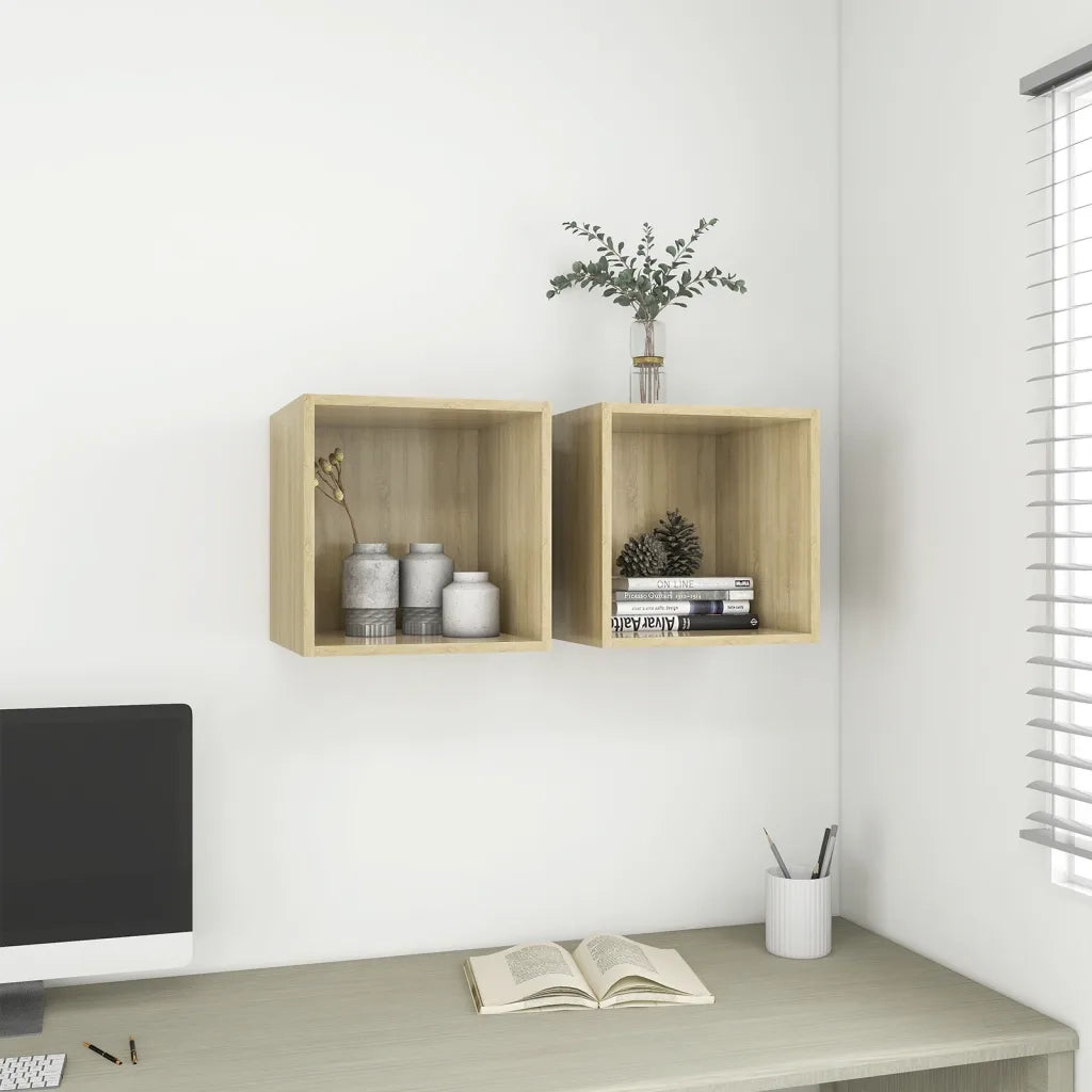 Armadietti a Muro 2 pz Rovere Sonoma 37x37x37 cm in Truciolato cod mxl 62831