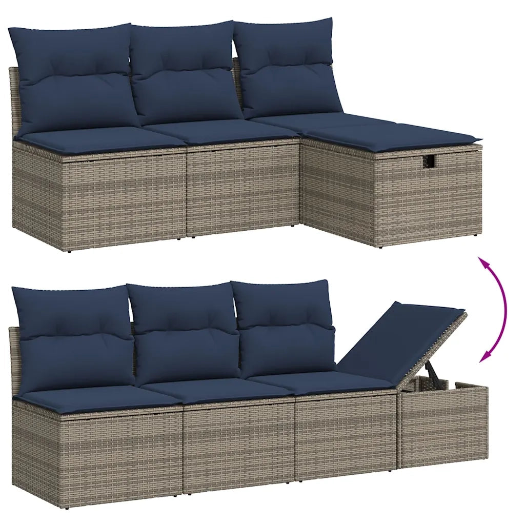 Set Divani da Giardino 8 pz con Cuscini Grigio in Polyrattan 3275311