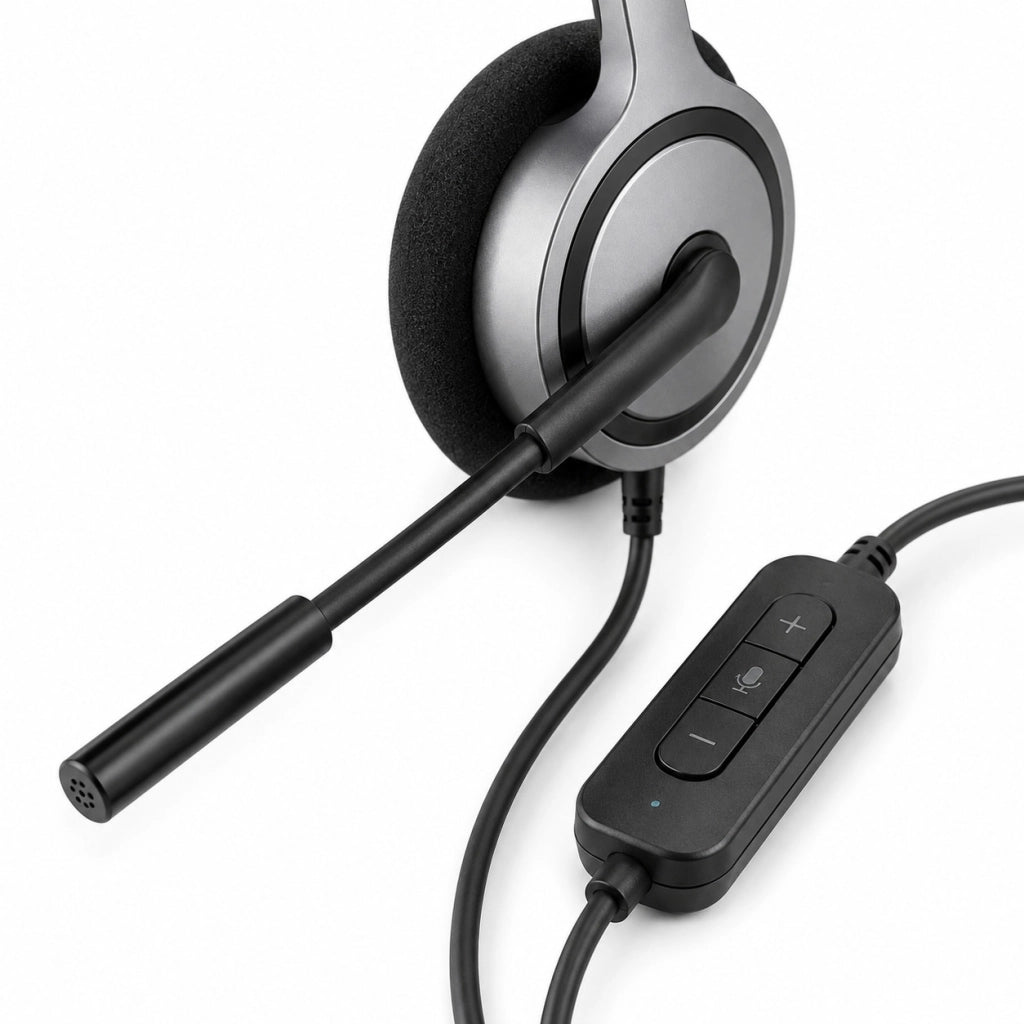 CUFFIE MICROFONO 2 IN 1 USB AUX UFFICIO CALL CENTER PC LAPTOP SMART WORKING