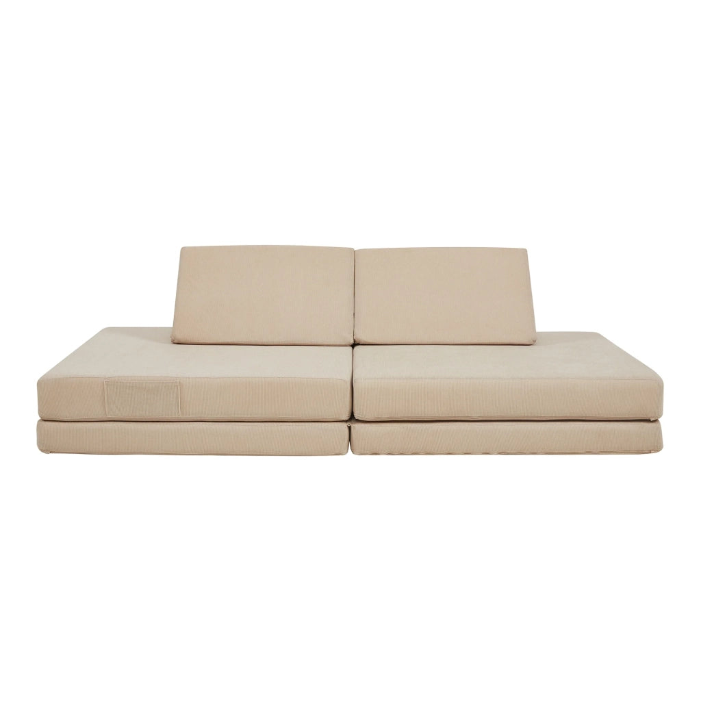 Set divano e poltrona da gioco 5 pezzi 150 x 66 x 46 cm velluto a coste beige 03_0009145