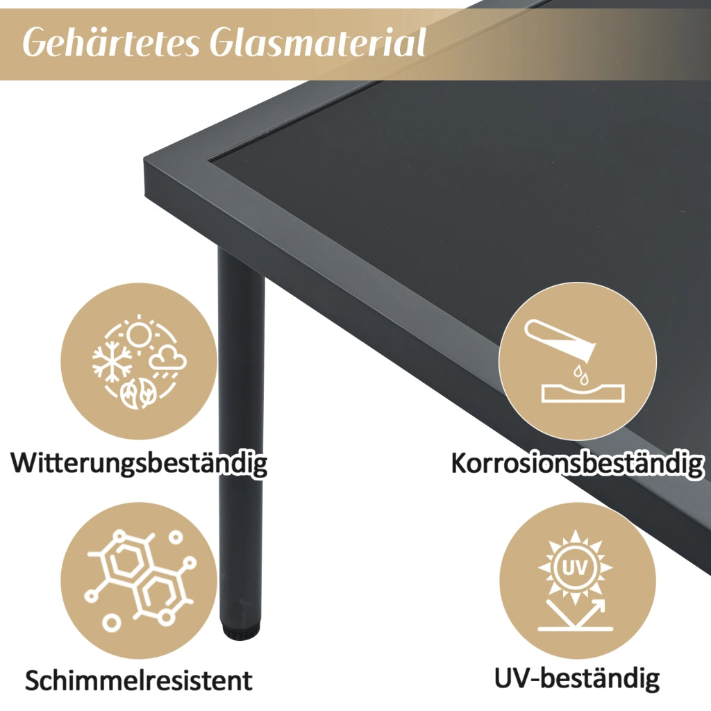 OKWISH Set di 6 mobili da giardino con poltrone e tavolino, piano in vetro e piedini regolabili, Olefin Beige