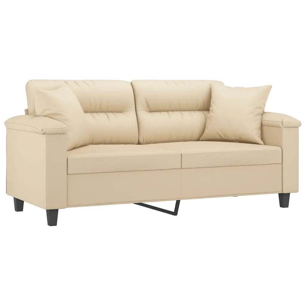 Divano a 2 Posti con Cuscini Crema 140 cm Tessuto Microfibracod mxl 75193