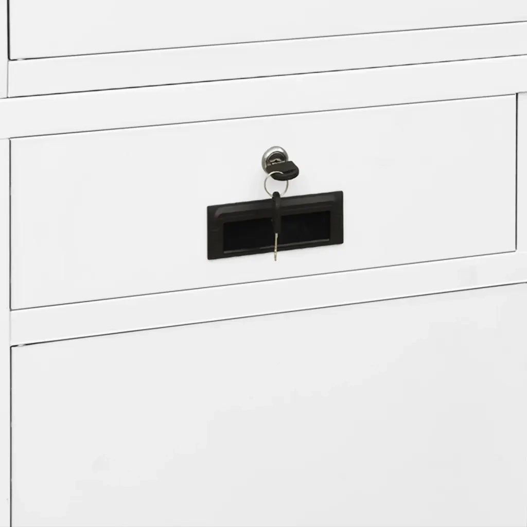 Armadio per Ufficio Bianco 90x40x180 cm in Acciaio e Vetro cod mxl 39418