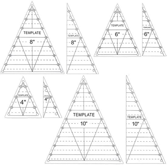 Set di stencil per acrilica 8 pezzi - stencils a forma di triangolo per cucito - modelli per disegno a maglia - progetti di artigianato DIY - stencils per triangoli perfetti - taglierai triangoli con precisione - stencil per disegno a maglia quadrato.