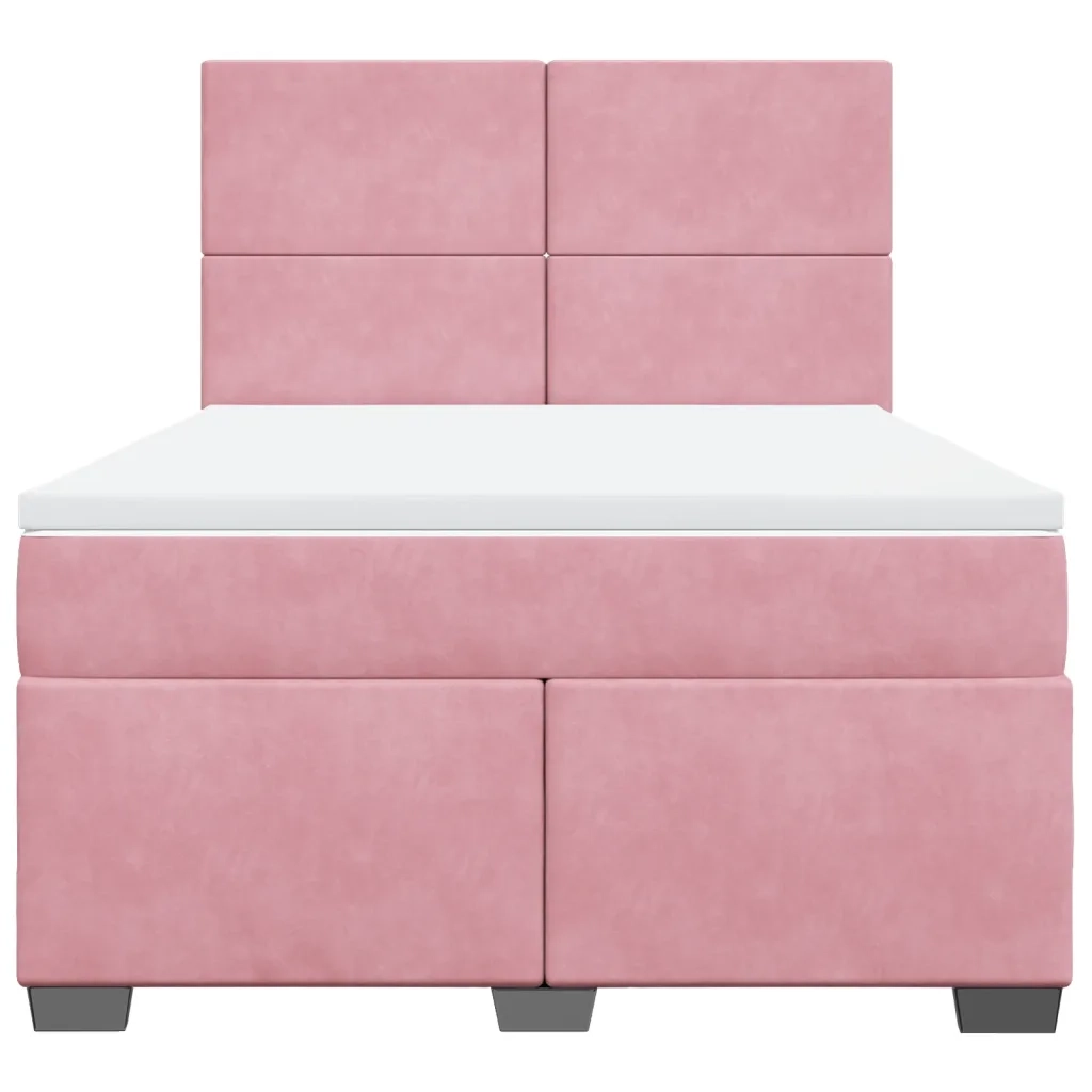 vidaXL Giroletto a Molle con Materasso Rosa 160x200 cm in Velluto