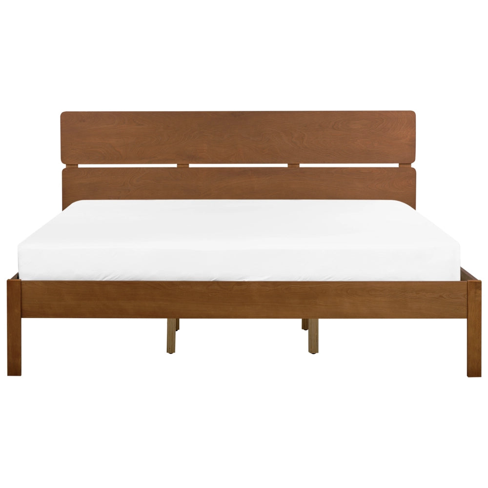 Letto in marrone scuro UE matrimoniale 180 x 200 cm con testiera a doghe Stile rustico minimalista