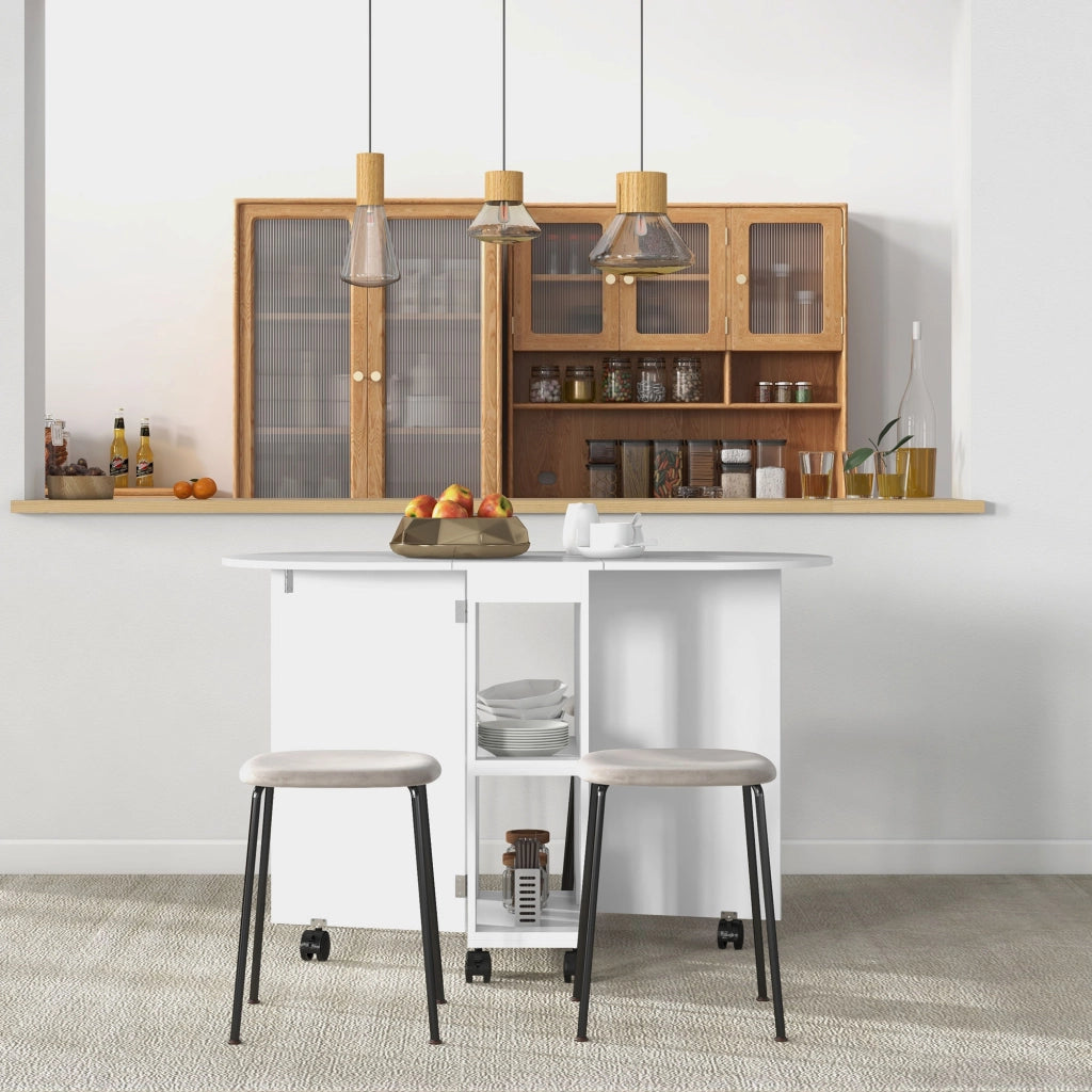 Tavolo da pranzo pieghevole con rotelle ¨C zephmum ¨C bianco 120x60x77 cm