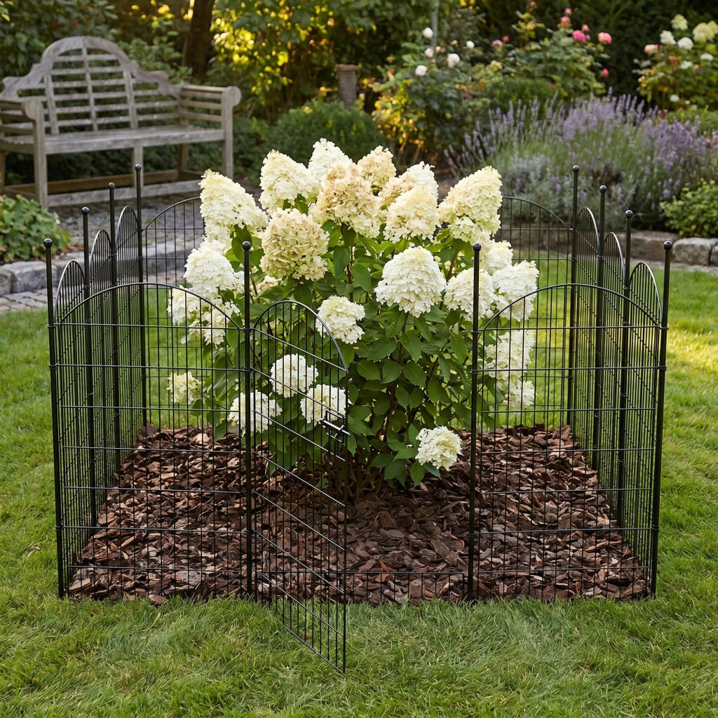 Aron - Recinzione per animali domestici 650x150 cm con cancelletto da giardino esterno in ferro nera