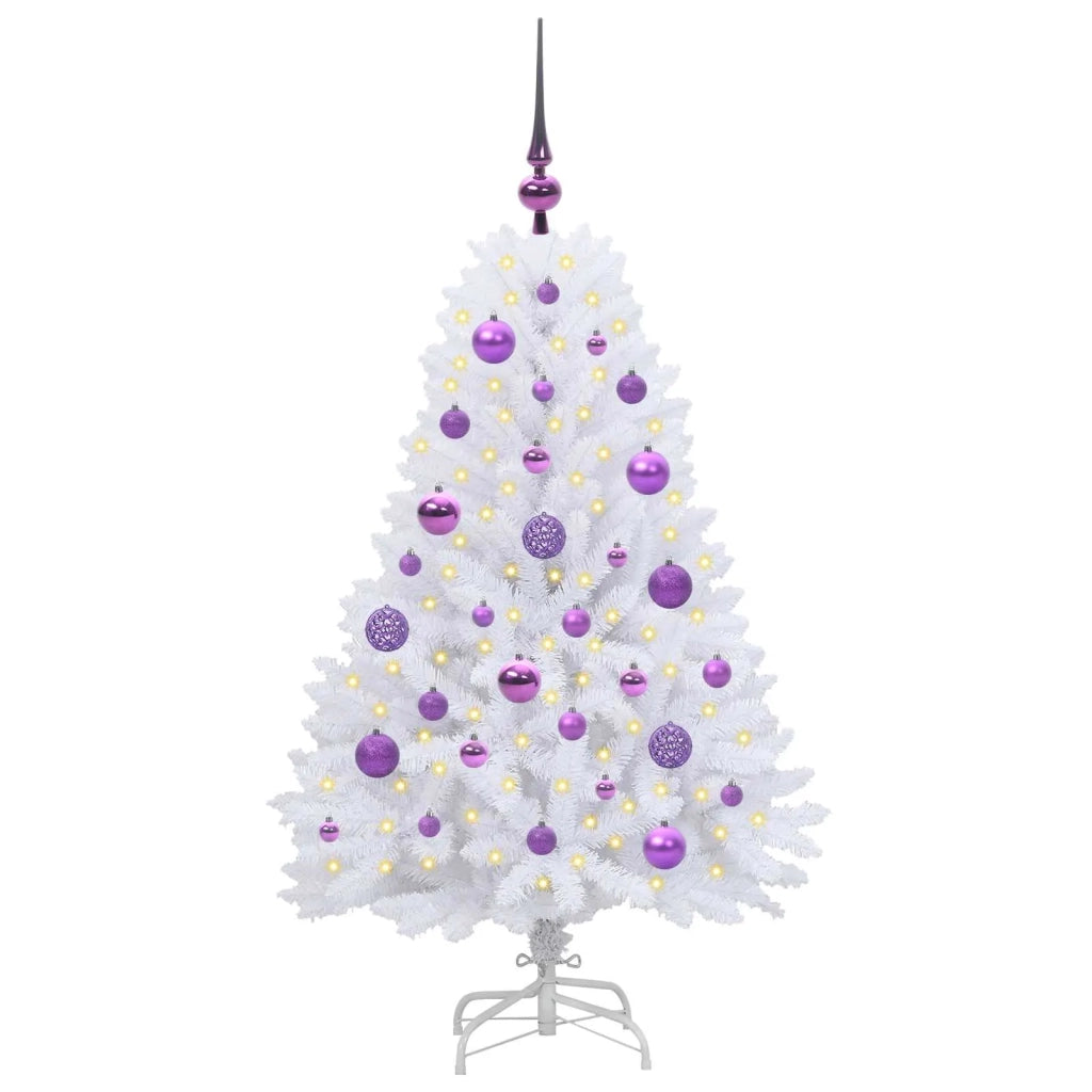 Albero di Natale Artificiale-Albero Natalizio con Rami Pieghevoli Bianco 120 cm 912900