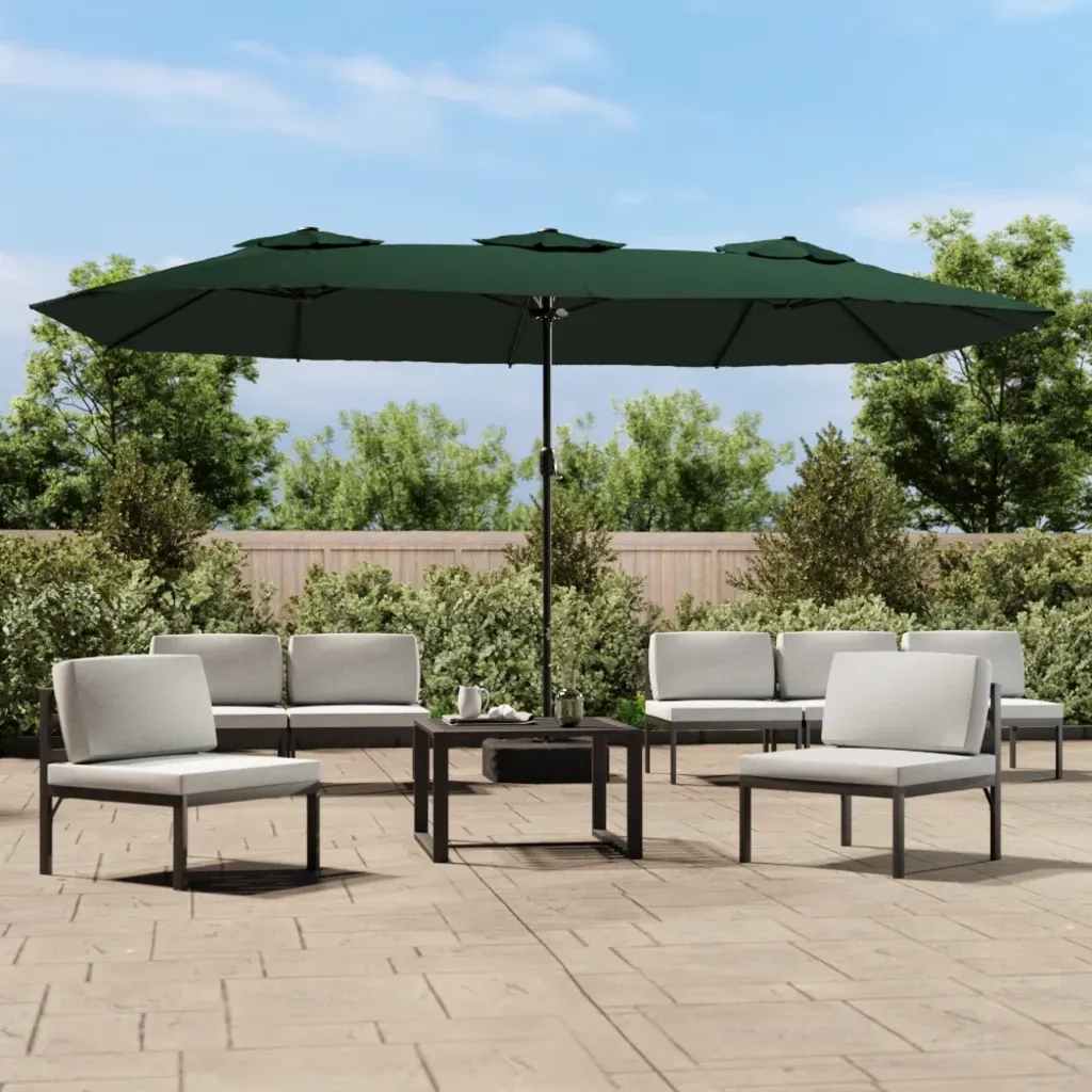 Ombrellone a Doppia Testa-Ombrello da giardino Verde 449x265 cm