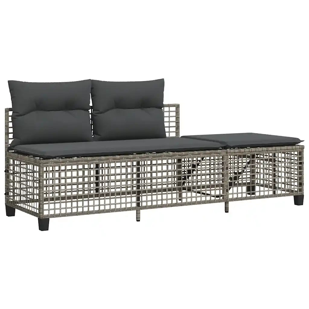 Divani da Giardino ad Angolo 3 pz | Set Salotto da Giardino Cuscini Grigio in Polyrattan